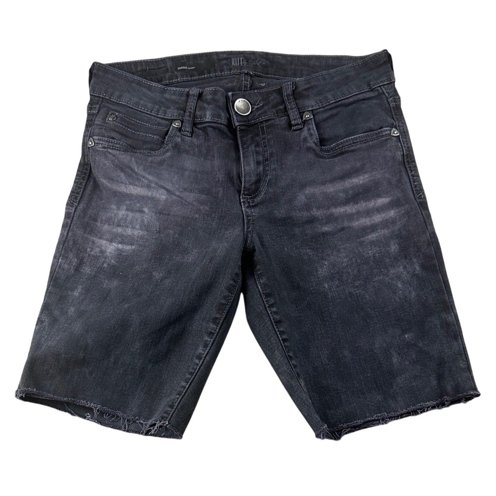 Kut from the Kloth Shorts Women 4 Black Diana Skinny Denim Cut-Off Streetwear